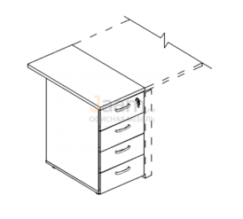 Мебель для персонала Тумба приставная 4-х ящичная с замком 9222 БП