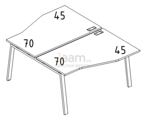 Мебель для персонала Рабочая станция со столами эргономичными "Техно" на металлокаркасе TRE Б3 189 БП