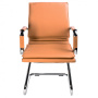 Кресло CH-993-Low-V светло-коричневый эко.кожа низк.спин. полозья металл хром