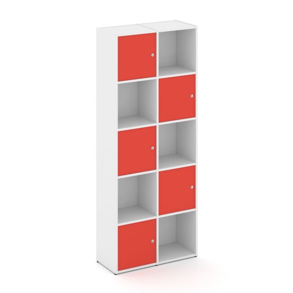 Стеллаж Locker Plus LK.K-008 798x350x1983 (Белый | Красный)