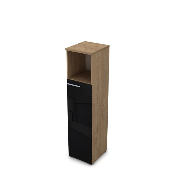 9ПП.004.11 Пенал со стеклом и нишей (400x450x1645), правый (Teakwood)
