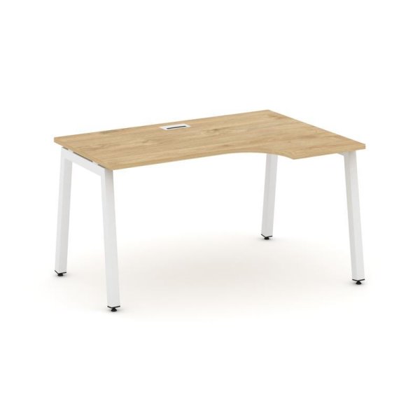 Стол рабочий эргономичный SN-5A.SPA-011(R) (1380х700/980х750) (Тиквуд Светлый/Металл Белый)