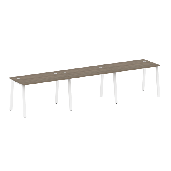 Рабочая станция на 3 рабочих места на А-образном м/к Metal System Style БА.СМ-3.2 3600x720x750 (Вяз/Белый металл)