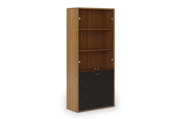 Шкаф со стеклянными дверьми Dao DA 9020А 900x400x2000 (Африканский орех)