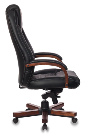 Кресло руководителя T-9923WALNUT черный кожа крестов. металл/дерево (Черный)
