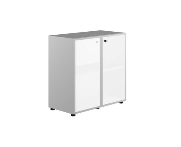 Шкаф низкий со стеклом стекло белое матовое рама хром X7 IDEV86B L 860x450x860 (Стекло)