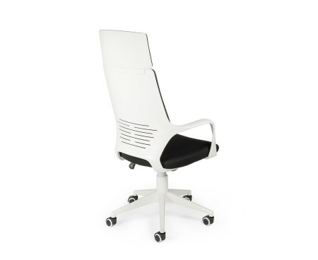 Кресло офисное / IQ / (white+black) белый пластик / черная ткань (Черный)