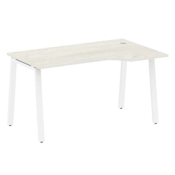 Стол криволинейный правый Metal System Style БА.СА-2 Пр 1400x900x750 (Дуб Наварра/Белый металл)