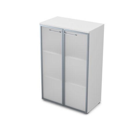 Шкаф средний со стеклом Gloss line 9НШ.017.6 800x450x1245 (Белый премиум)