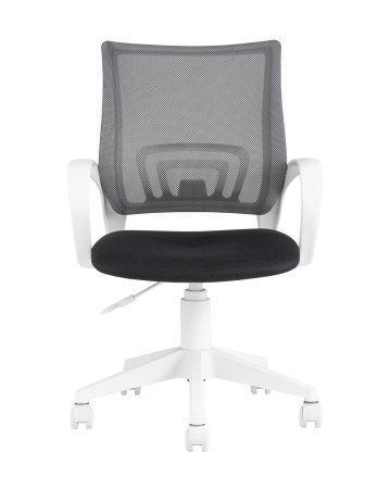 Кресло офисное TopChairs ST-BASIC-W серый крестовина пластик белый (Компьютерное кресло ST-BASIC-W серый)