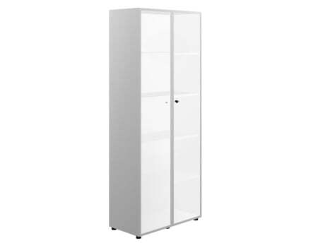Шкаф высокий со стеклом 2-дв. (стекло мокка + рама хром) Z2 IDEV86S K С 860x450x2140 (Орех каналетто)