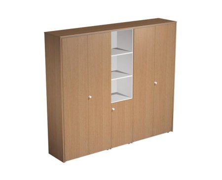 Шкаф комбинированный 5-секционный Profiquadro КВ 361 БВ 2270x460x1990 (Белый премиум / Вишня скандинавская)
